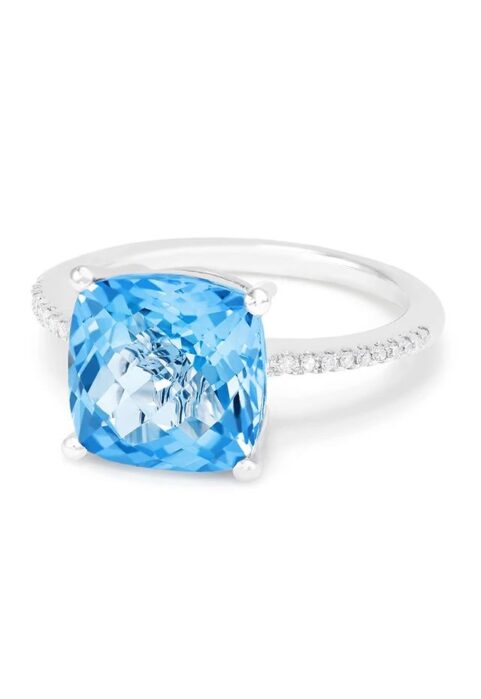 White Gold Ring with blue topaz