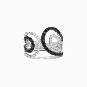 White Gold Ring with white and black diamonds